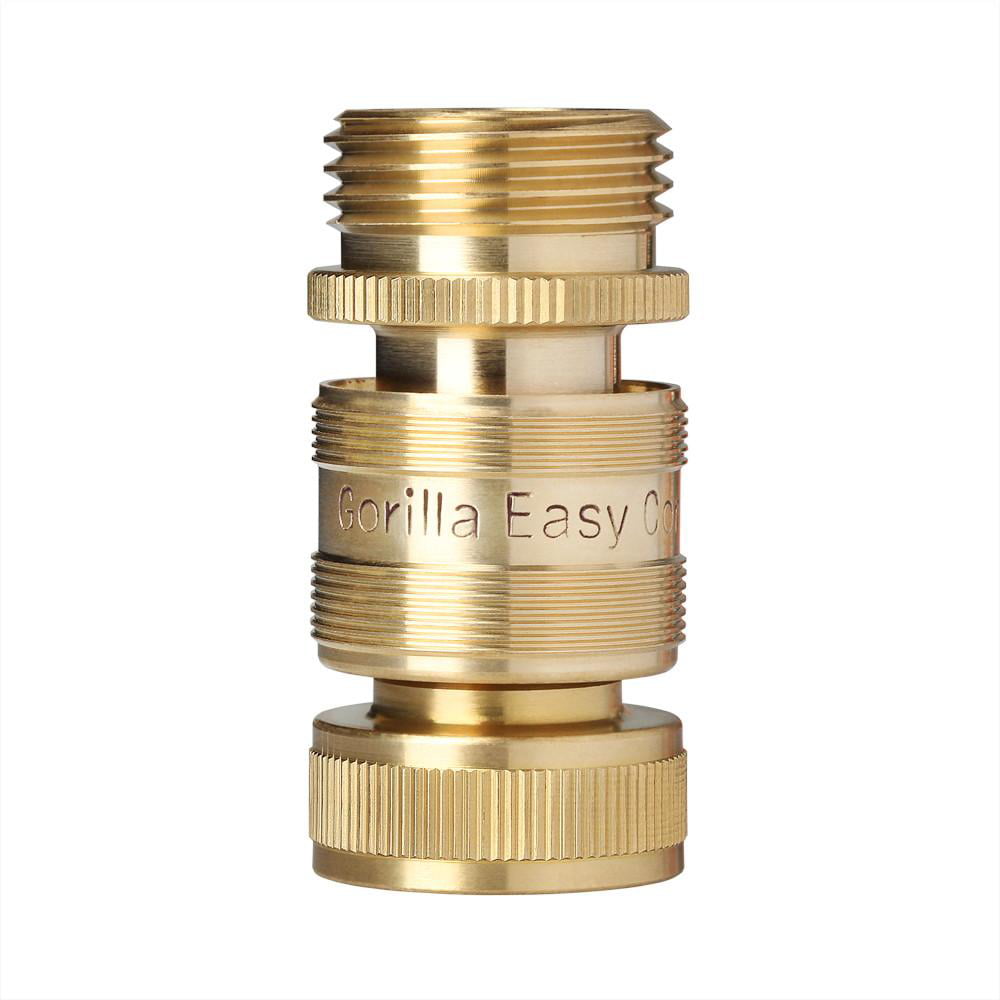 GORILLA EASY CONNECT Garden Hose Quick Connectors. ¾ Inch GHT Solid Brass. 2 Sets.