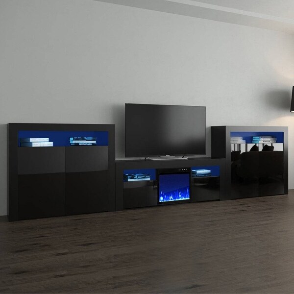 Milano Set 145EF-2D-2D Electric Fireplace Modern Wall Unit Entertainment Center