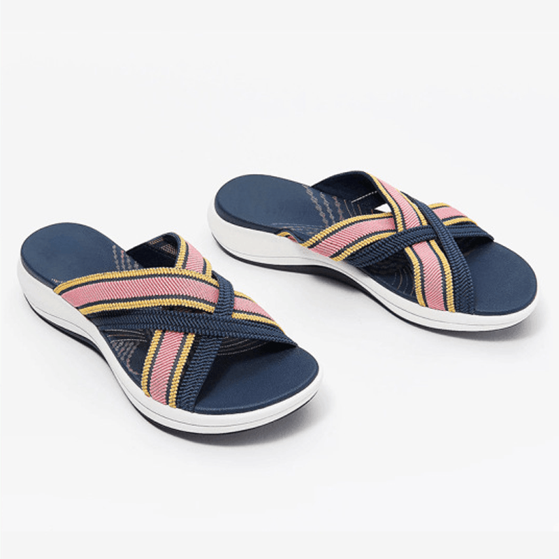 Stretch Cross Orthotic Slide Sandals