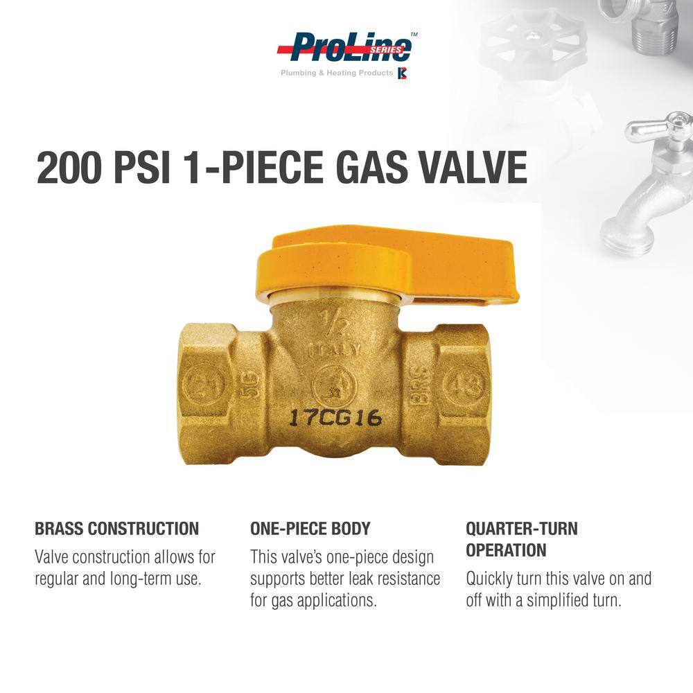 ProLine Series 12-in FIP Brass 1-piece Gas Ball Valve Series 7701G 110-523HC