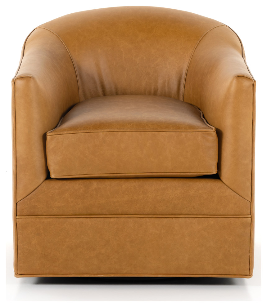 Quinton Swivel Chair  Ontario Camel   Contemporary   Armchairs And Accent Chairs   by The Khazana Home Austin Furniture Store  Houzz