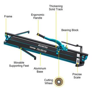 VEVOR Tile Cutter 47 in. Manual Tile Cutter Tile Cutter Tools wSingle Rail  Double Brackets Snap Tile Cutter CZQGJ1200MMSDDGDZV0