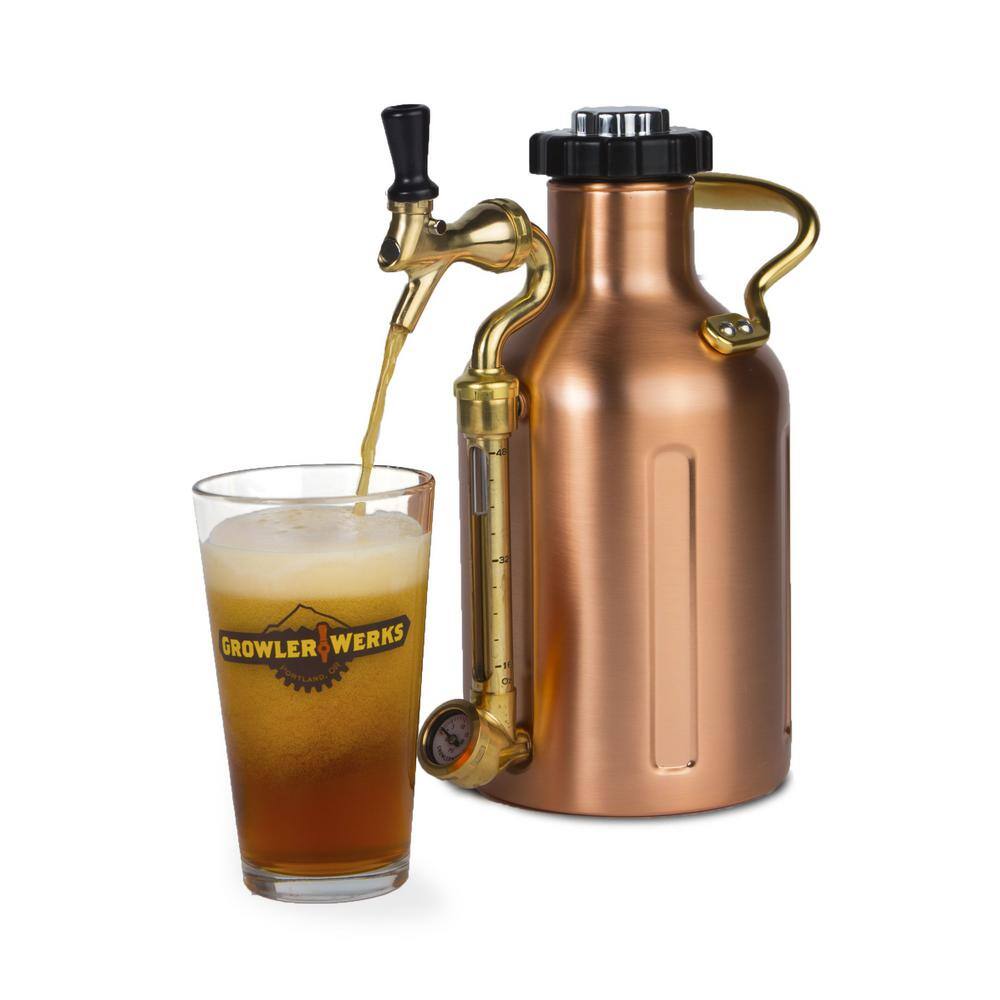 GrowlerWerks uKeg 64 oz. Copper PlatedStainless Steel Carbonated Growler GWA1001-CU-NB-00