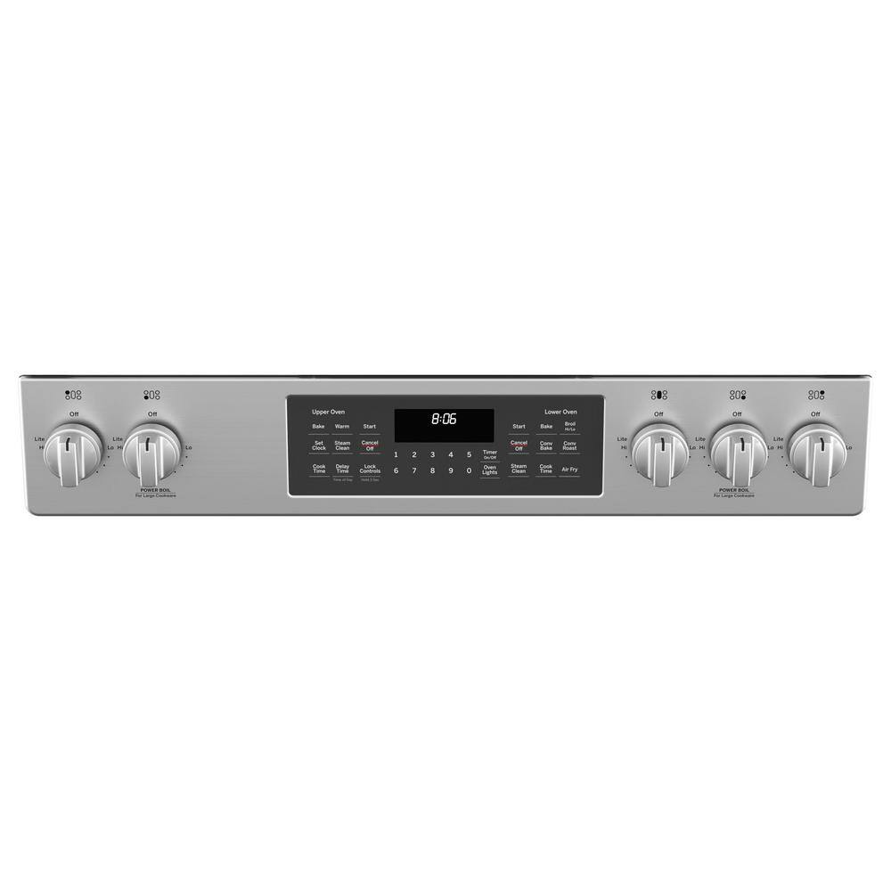 GE 30 in. 6.7 cu. ft. Slide-In Double Oven Gas Range in Stainless Steel with Griddle JGSS86SPSS