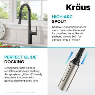 KRAUS Oletto Single Handle Touch Pull Down Sprayer Kitchen Faucet in Matte Black KTF-3101MB