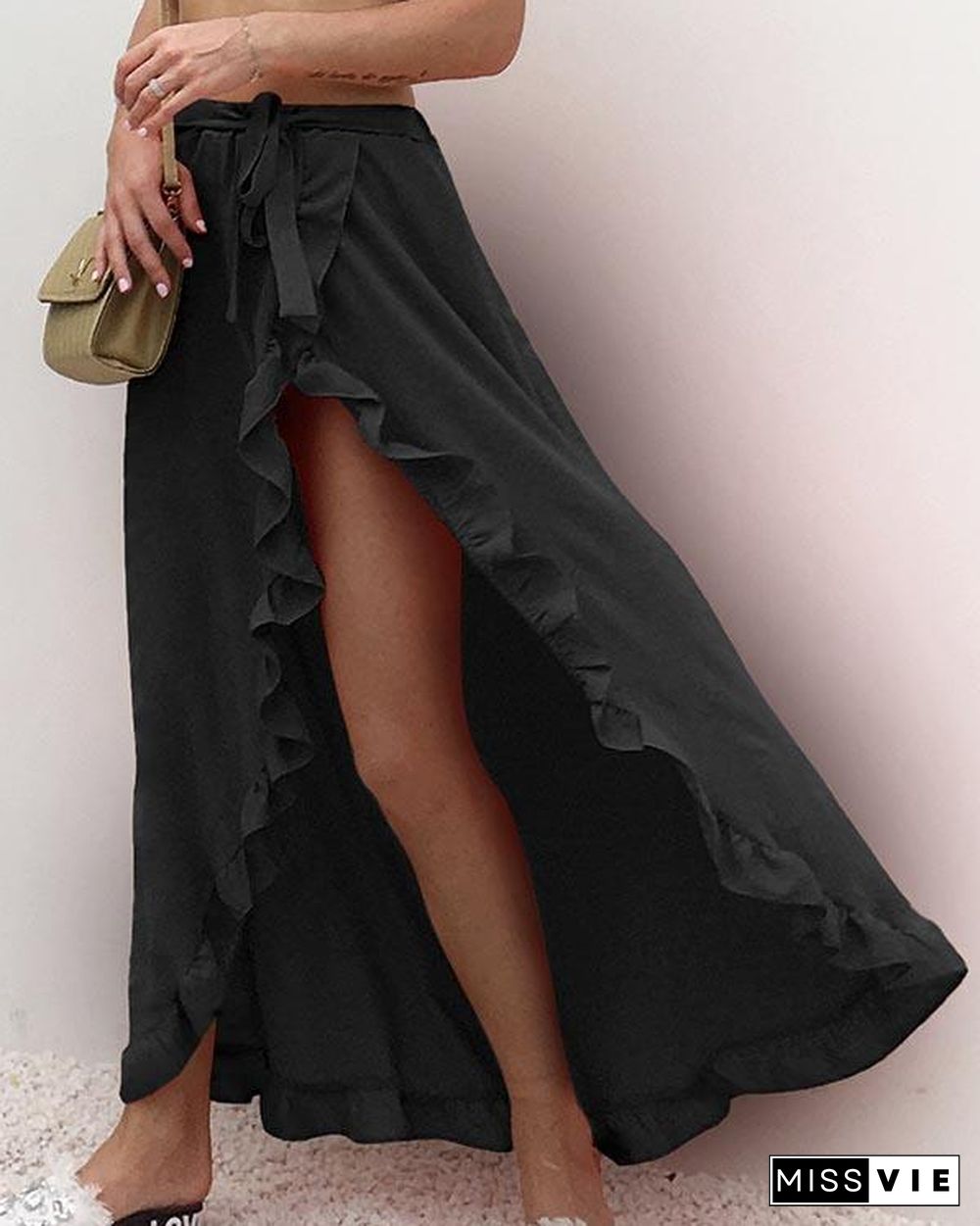 Sexy Ruffled Lace High Waist Skirt