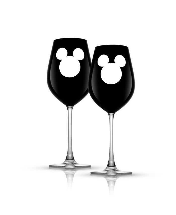 JoyJolt Disney Luxury Mickey Mouse Crystal 23 oz Stemmed Red Wine Glass Set of 2