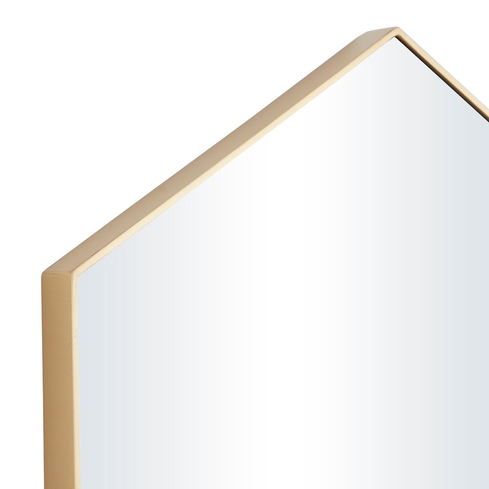 Contemporary Hexagon Wood Wall Mirror   Multiple Finishes and Sizes