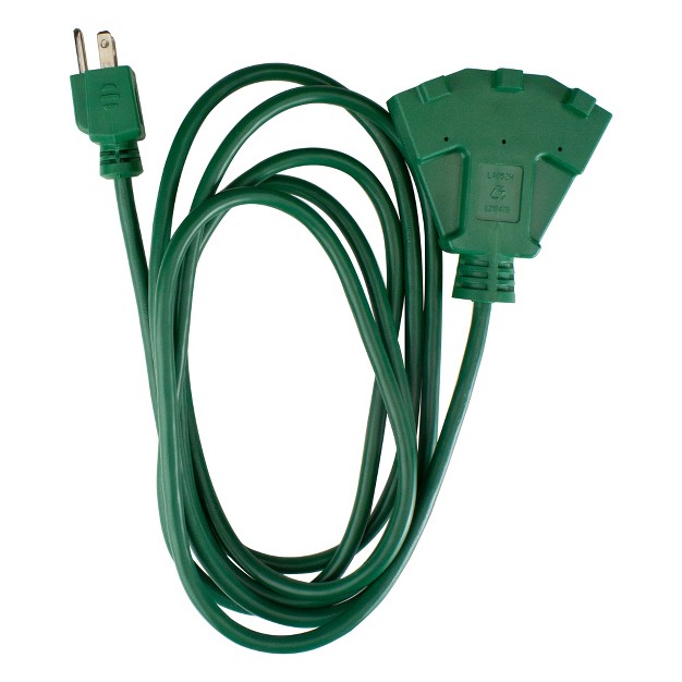 Northlight 10 x27 Green 3 prong Outdoor Extension Power Cord With Fan Style Connector