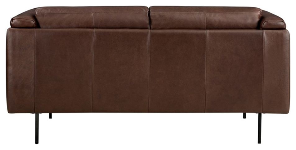 Lexicon Soren 18 quotModern Plywood and Leather Loveseat in Brown   Midcentury   Loveseats   by Homesquare  Houzz