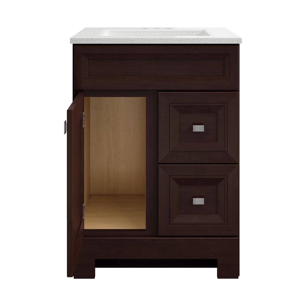 Home Decorators Collection Sedgewood 24.5 in. W Configurable Bath Vanity in Cognac with Solid Surface Top in Arctic with White Sink PPLNKDCG24D