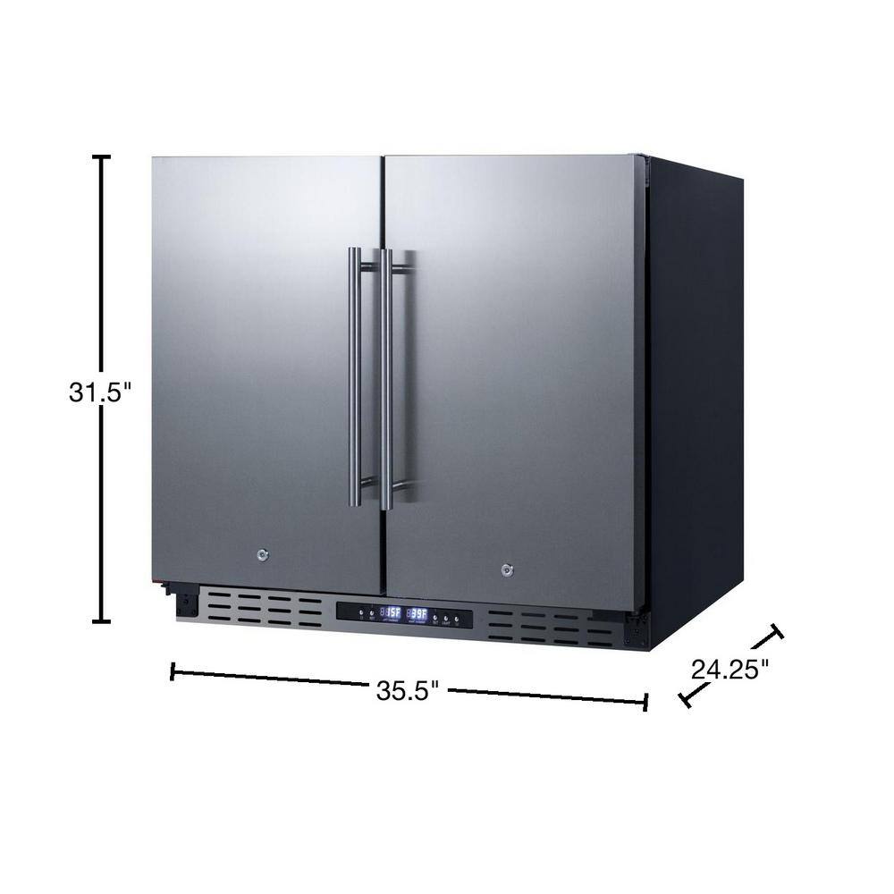 Summit Appliance 36 in. 5.8 cu. ft. Built-In Side by Side Refrigerator with Freezer in Stainless Steel ADA Compliant FFRF36ADA