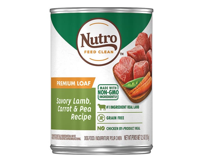 Nutro Feed Clean Savory Lamb， Carrot，  Pea Recipe Wet Adult Dog Food， 12.5 oz. Can