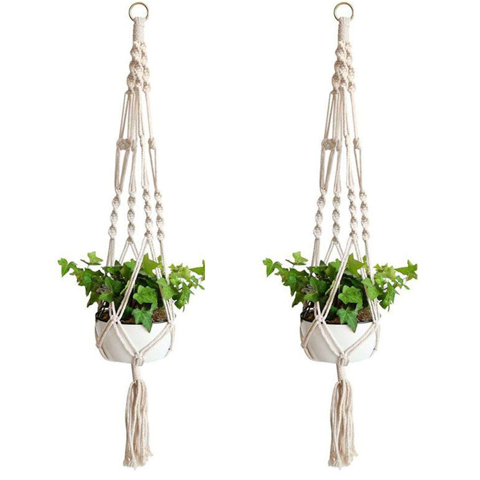 2pcs Macrame Plant Hangers, EEEkit Indoor Outdoor Hanging Planter Shelfs, Decorative Flower Pot Holder Hanging Baskets for Plant, Boho Home Decor, for Succulents, Cacti, and Herbs, in Box