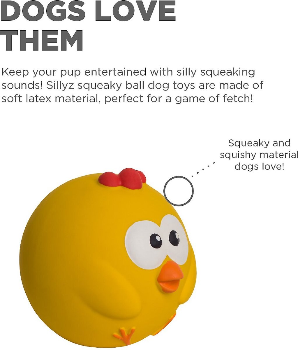 Outward Hound Sillyz Chick Latex Rubber Squeaky Ball Dog Toy