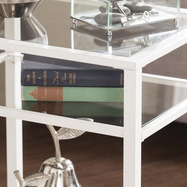 SEI Furniture Price Metal Side Table with Glass Shelf