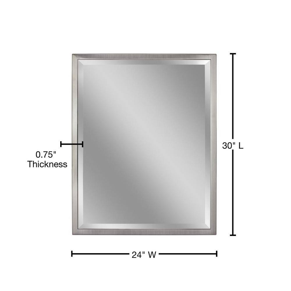 Deco Mirror 24 in. W x 30 in. H Framed Rectangular Beveled Edge Bathroom Vanity Mirror in Brush Nickel 8020