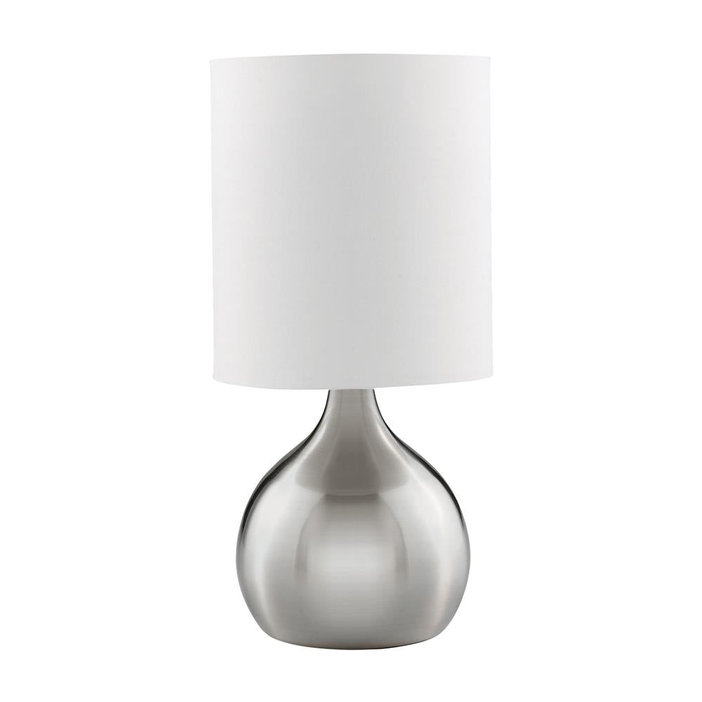 Searchlight 3923SS Satin Chrome Modern Touch Table Lamp with White Shade