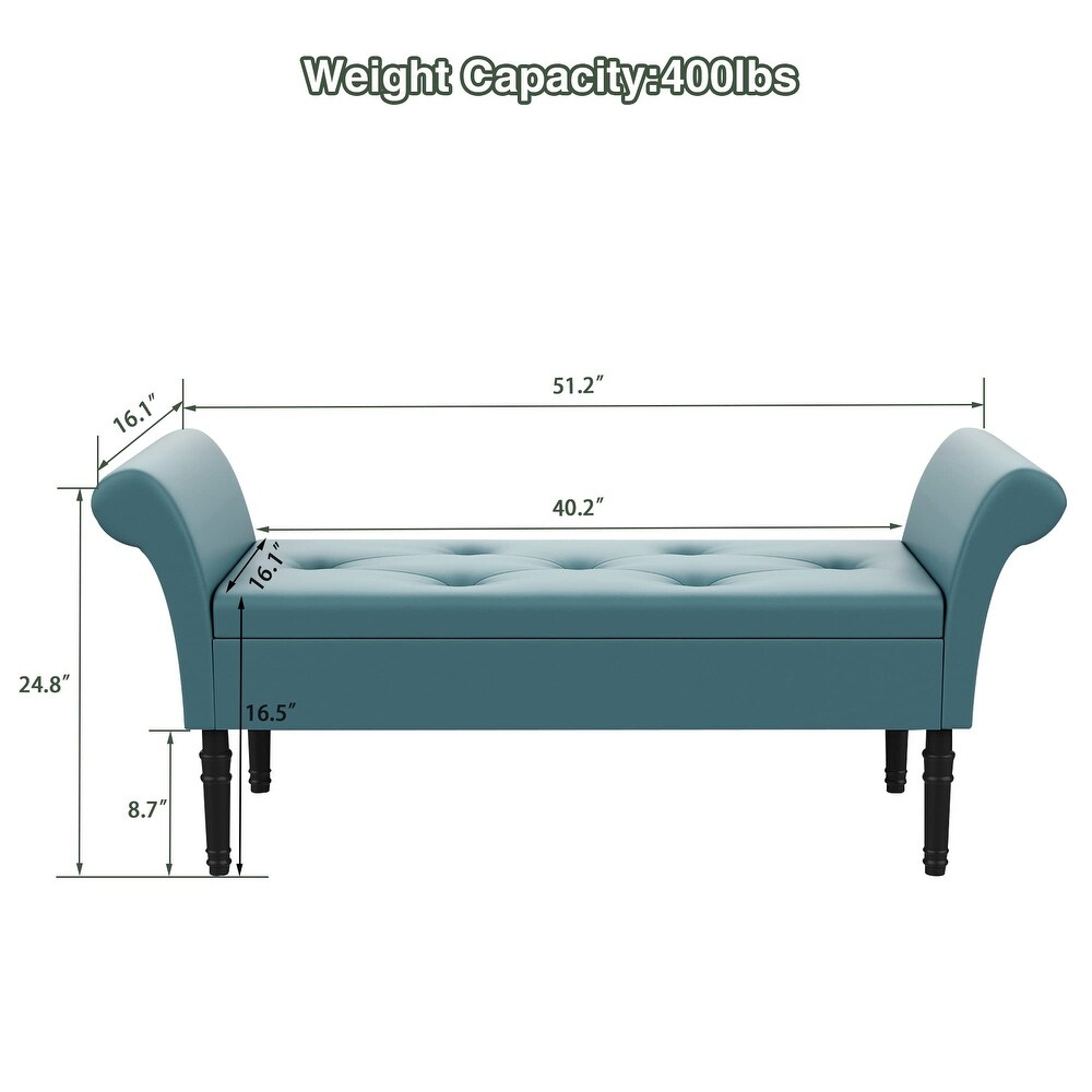 Storage Ottoman Bench with Arms Upholstered Tufted Storage Bench for Bedroom Entryway Bench Footstool with Large Storage
