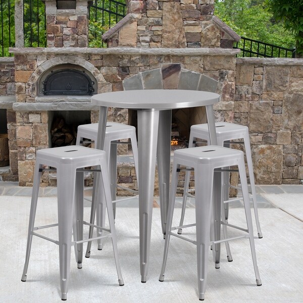 30-inch Indoor/ Outdoor 5-piece Round Metal Table and Stools Set