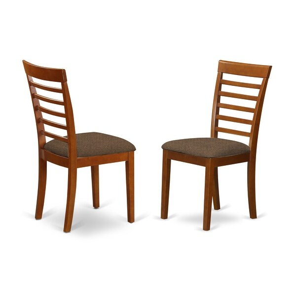 East West Furniture Modern Milan Saddle Brown Dining Chairs - Set of 2 (Seat's Type Options)