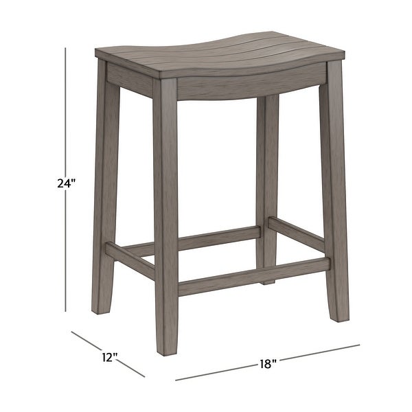 The Gray Barn Chatterly Wood Backless Counter Height Stool， Aged Gray - 24H x 18W x 12D