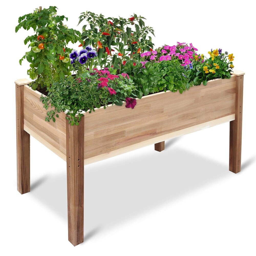 Jumbl Cedar Wood Raised Garden Bed   Herb Planter Box