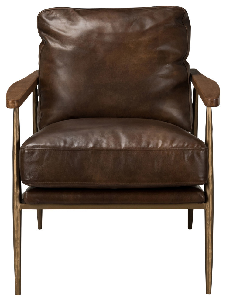 Arnold Leather Club Chair Antique Brown by Kosas Home   Midcentury   Armchairs And Accent Chairs   by Kosas  Houzz
