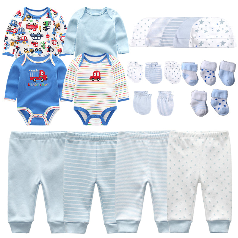 Newborn Clothes Set Gift 23Pcs/lot Bodysuits+Pants+Hat+Gloves+Socks Baby Boy Outfits 0 to 3 &3 to 6 Months Girl Toddler Clothing