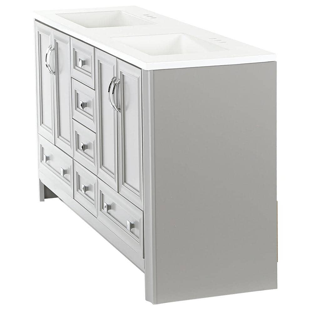 Glacier Bay Candlesby 6025 in W x 1875 in D Bath Vanity in Sterling Gray with Cultured Marble Vanity Top in White with 2 Sinks