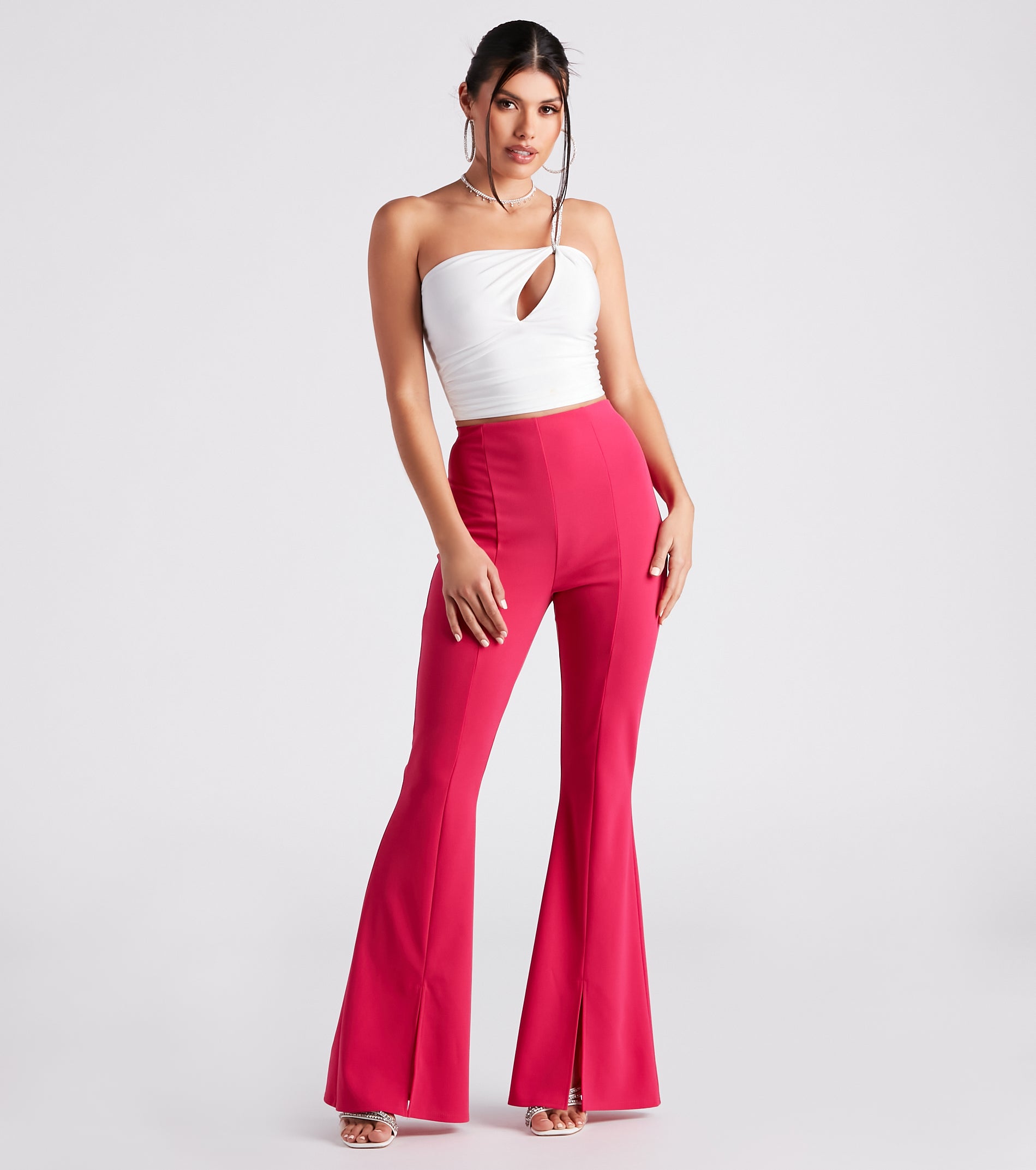 Split Decision Crepe Flare Pants