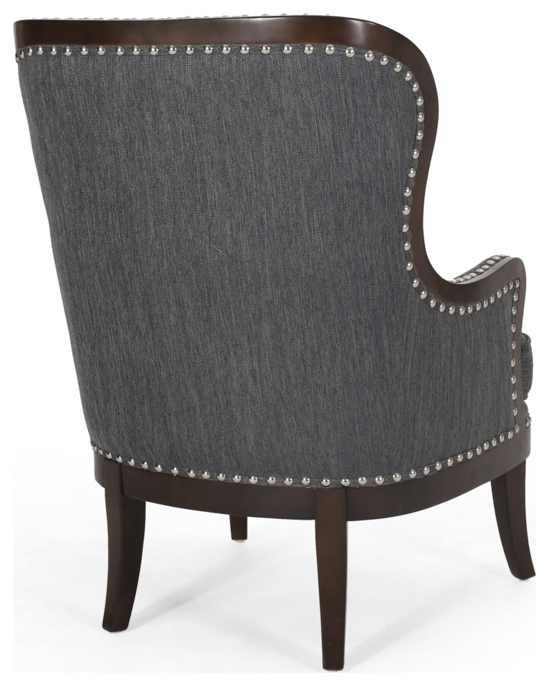 Upholstered Accent Chair With Nailhead Trim   Transitional   Armchairs And Accent Chairs   by GDFStudio  Houzz