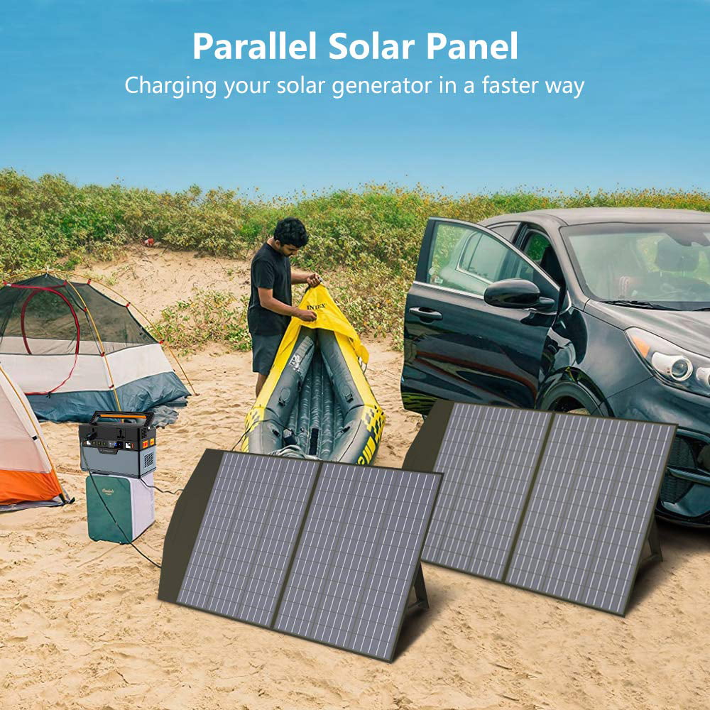 ALLPOWERS 100W Foldable Solar Panel Kit for Camping Power Station Laptop, 18V 5.4A with MC4 Output Adjustable Kickstand, Portable Solar Panel Generator Charger