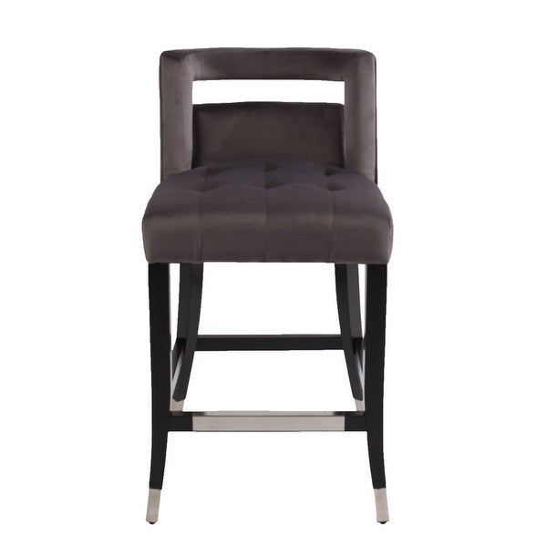 Suede Velvet Barstool with nailheads and backrest，Set of 2