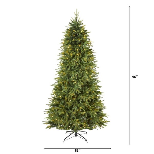 8' Vancouver Fir Natural Look Christmas Tree with 700 Clear LED