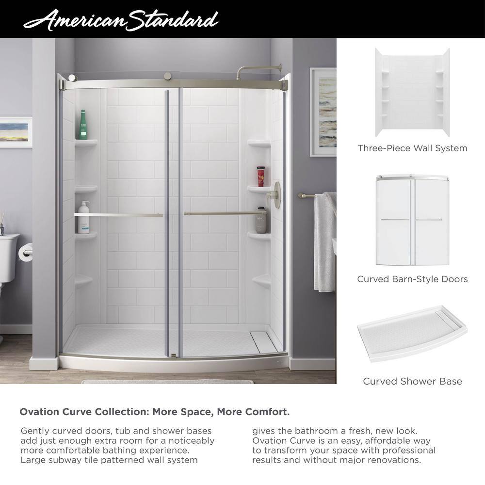 American Standard Ovation Curve 60 in. W x 72 in. H Sliding Frameless Barn Shower Door in Brushed Nickel AM00844400.295