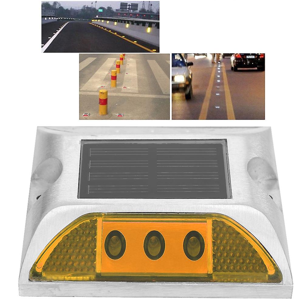 Led Solar Power Ground Marker Lights Waterproof Outdoor Driveway Road Highway Spike Lampyellow