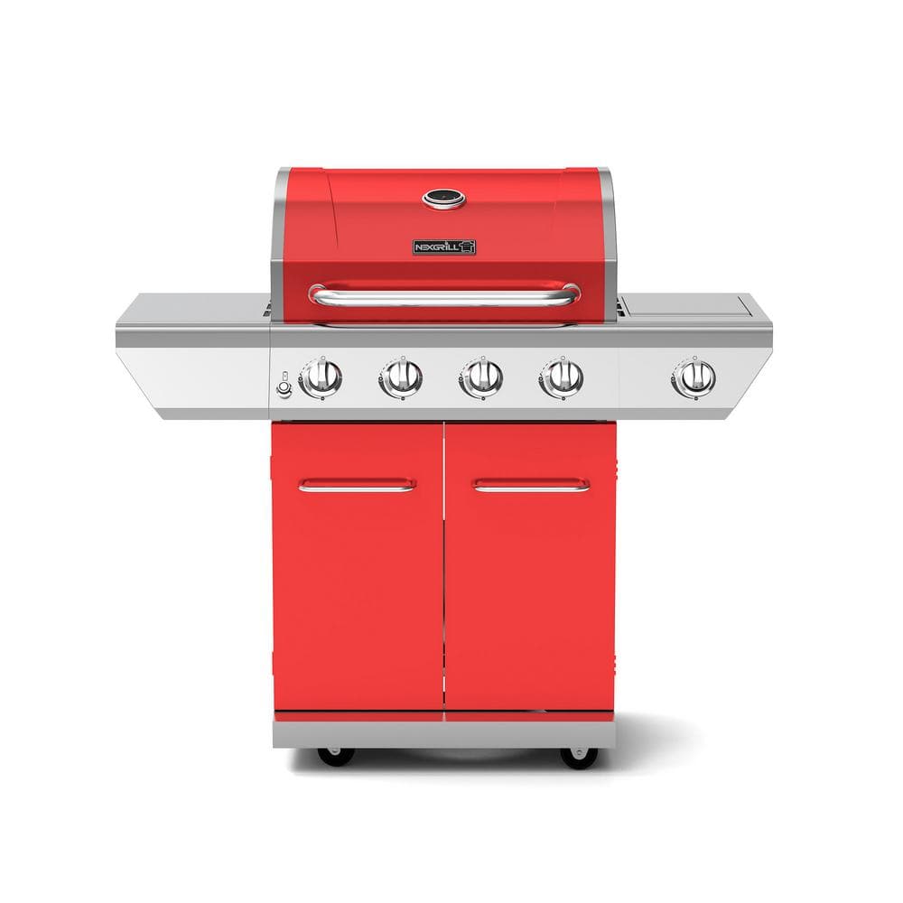 Nexgrill 4-Burner Propane Gas Grill in Red with Side Burner 720-0830HR