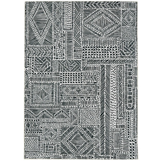 Washable Cayden Rug Ivory black Linon