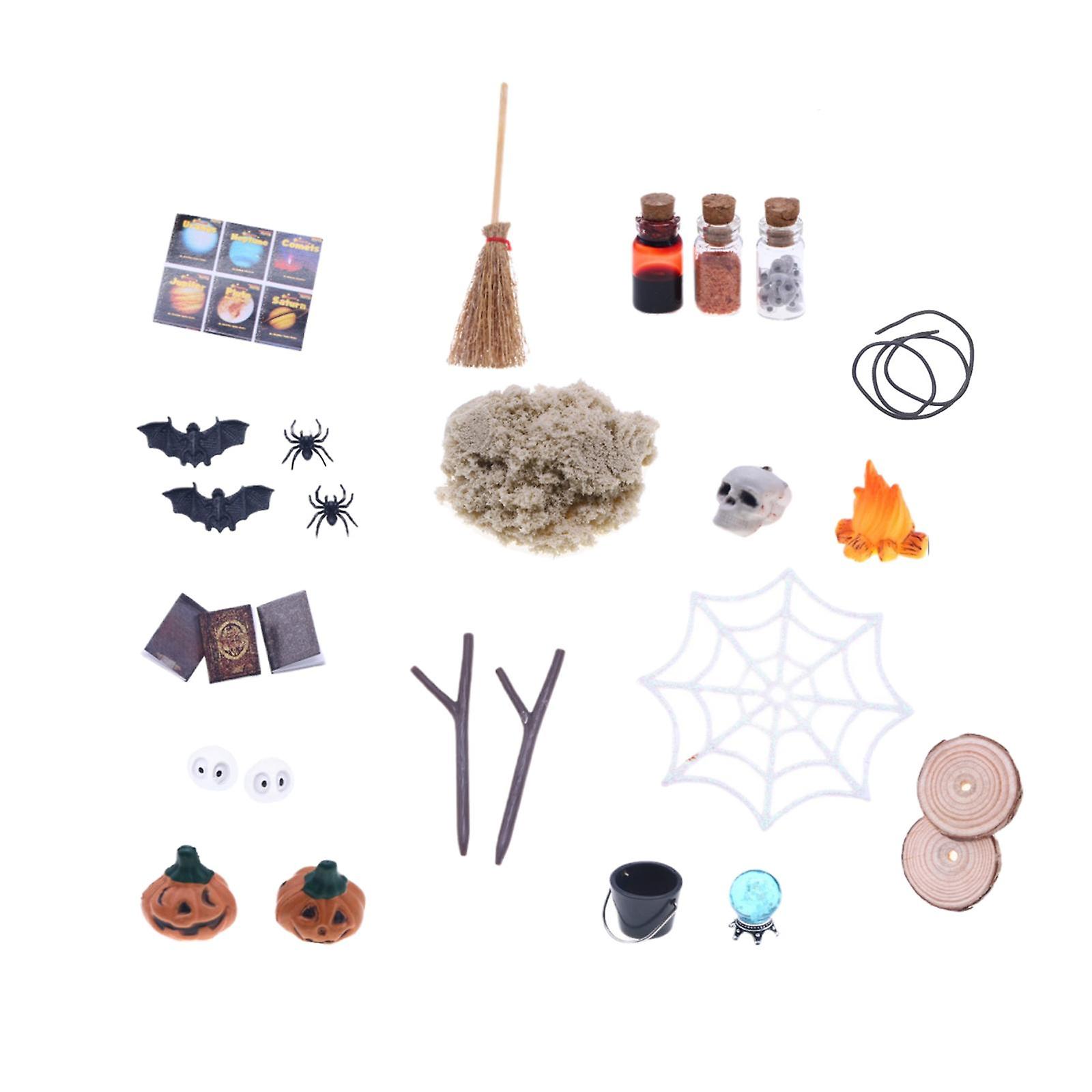 27pcs Dollhouse Halloween Ornament Kit Toy Halloween Scene Set For Kids Room