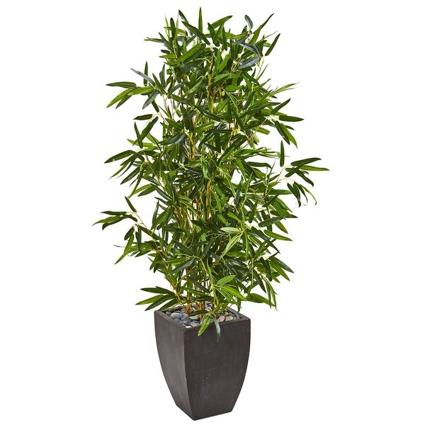 5' Bamboo Artificial Tree in Black Planter (Real Touch) UV Resistant (Indoor/Outdoor)