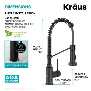 KRAUS Bolden Single Handle Pull-Down Sprayer Kitchen Faucet with Touchless Sensor in Matte Black KSF-1610MB