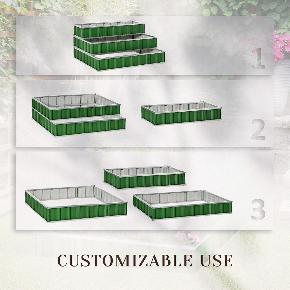 Outsunny 3 Tier Metal Raised Garden Bed  Elevated Outdoor Planter Box Kit for Vegetables  Herbs  and Flowers