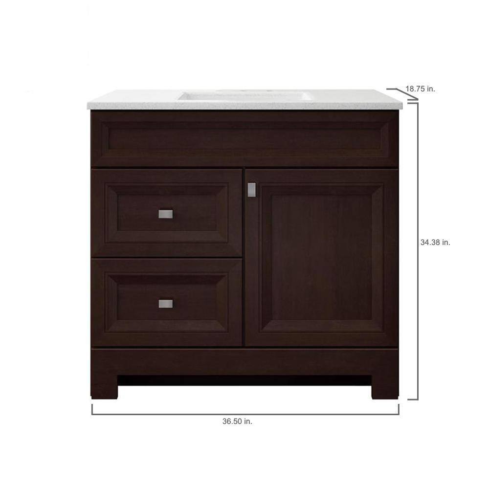 Home Decorators Collection Sedgewood 36.5 in. W Configurable Bath Vanity in Cognac with Solid Surface Top in Arctic with White Sink PPLNKDCG36D