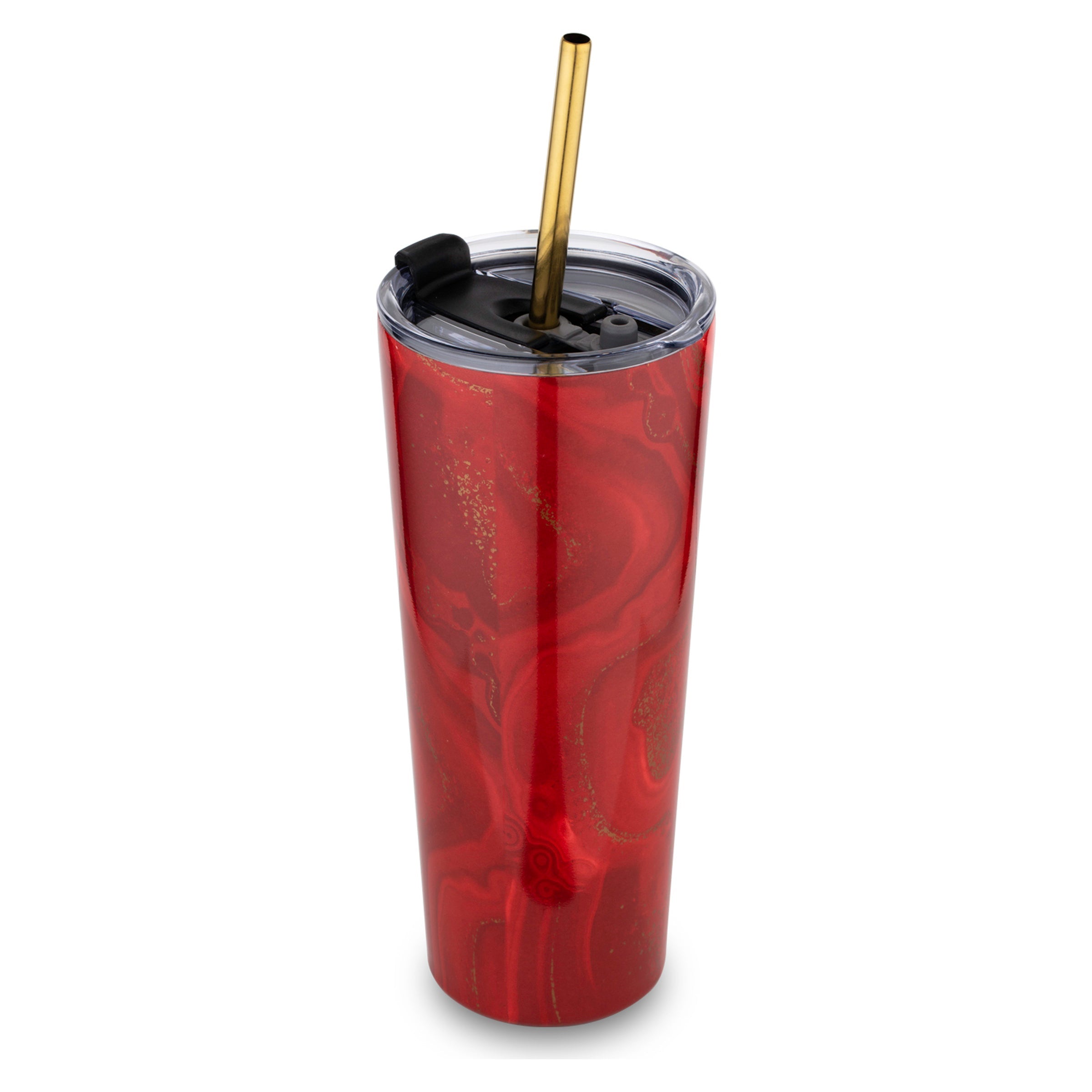 24 Oz Red Geo Insulated Tumblers, Set Of 2