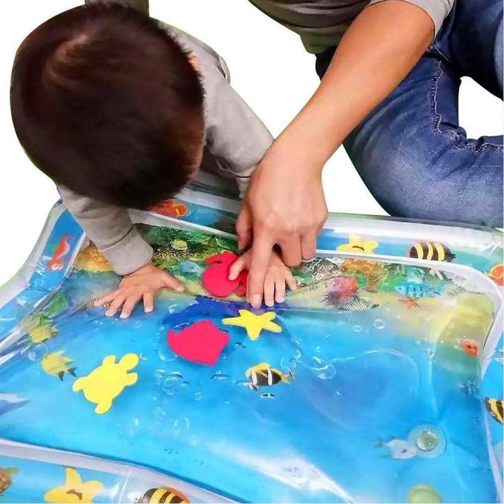 Meidong Tummy Time Baby Water Mat， Inflatable Infant Baby Toys for 3 6 12 Months，Fun Activity Center Play Mat Gift for Boy and Girl Newborn Early Sensory Development BPA-Free