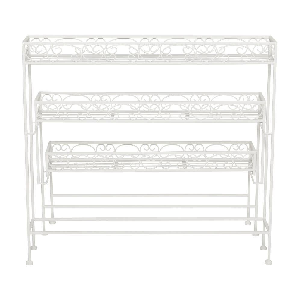 Litton Lane 28 In. x 30 In. White Metal French Country Plantstand 040551