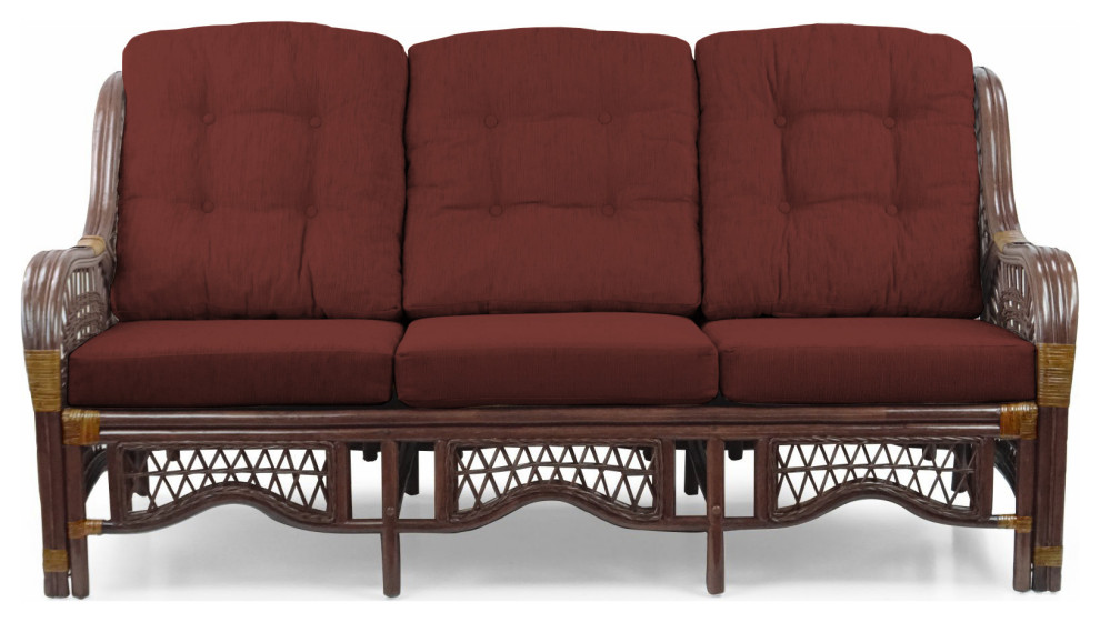 Malibu Handmade 3 Seater Sofa Natural Rattan Wicker   Tropical   Sofas   by RattanUSA  Houzz