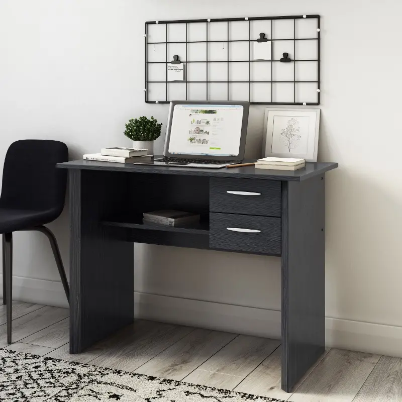 Kingston Contemporary Black Brown Two Drawer Desk