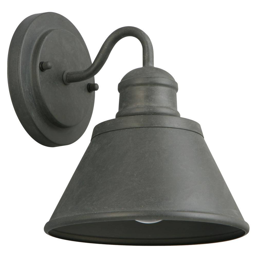 Hampton Bay 1-Light Zinc Outdoor Wall Barn Light Sconce Lantern HSP1691A